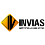 Logotipo del instituto nacional de vías (invías), que presenta un diamante amarillo con un diseño de chevrón negro junto al texto "invías.