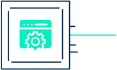 Icono de línea de un concepto de desarrollo web que muestra una ventana del navegador con un icono de engranaje en su interior, que ilustra la configuración o personalización.