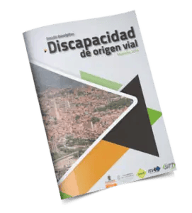 Un folleto titulado "Discapacidad de Origen Vial", con fotografías e ilustraciones en la portada, aborda la problemática y ofrece propuestas para mejorar la seguridad vial.